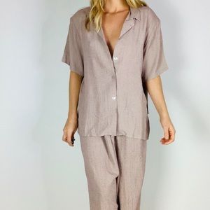 Vintage Button Down Shirt & Trouser Pant Set L NEW